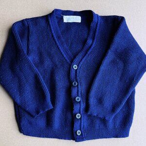 Vintage Lilax Baby Cardigan | Navy Blue Knit | 2 Years (92 cm) | Classic Unisex
